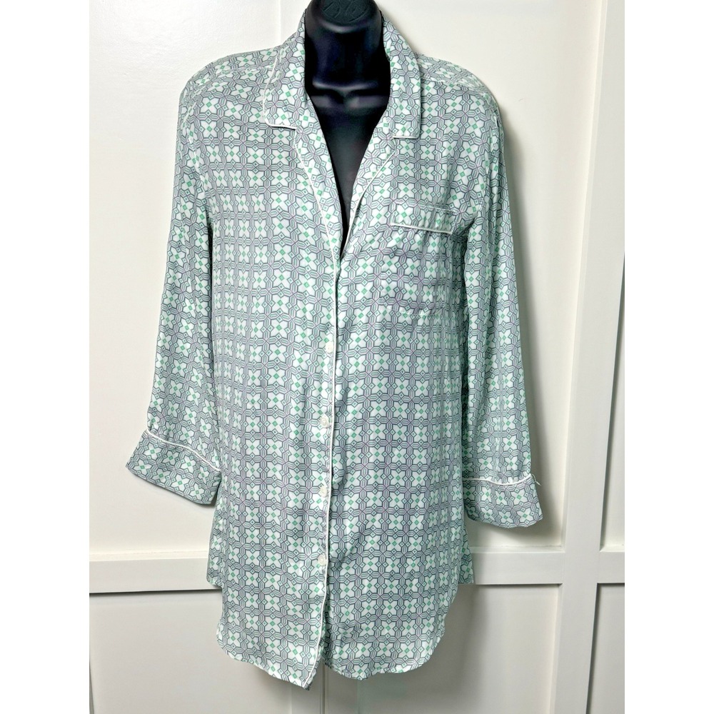 J. Crew Pajama Top Shirt Womens Small Geometric‎ Print Long Sleeve Button Down
